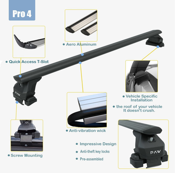 For Renault Captur 2013-2019 Roof Rack System Carrier Cross Bars Aluminum Black