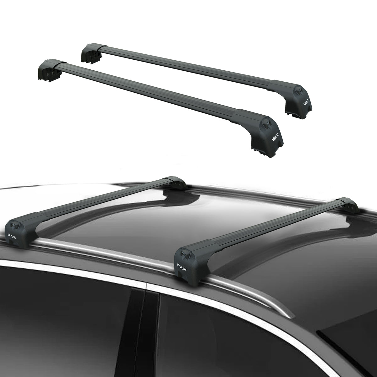 For Jeep Wagoneer (2021-2026) Roof Rack Cross Bars Flush Rail, 3Qty Bl ...