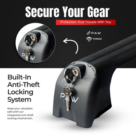 333. Kompatibel mit abschließbaren Aluminium-Dachträgern für Fahrzeuge mit Standarddach Toros Pro 3 Silver