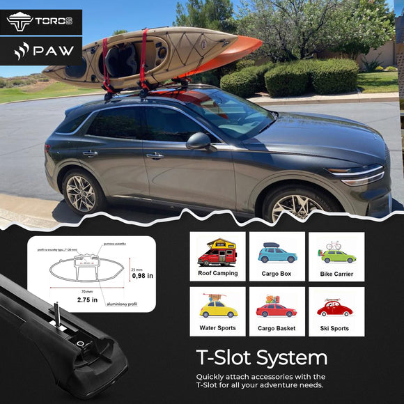 For Volkswagen Golf Alltrack (2014-2020) Roof Rack Cross Bar Flush Rail Black