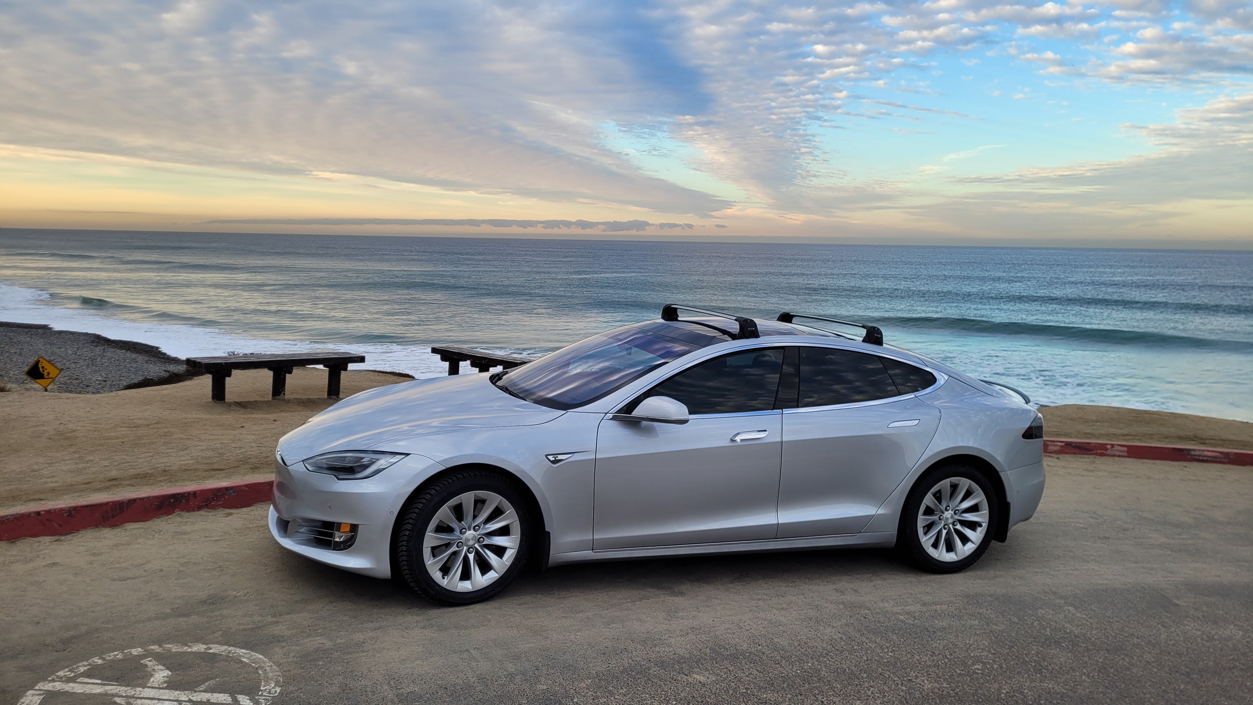 Für Tesla Model S 2015–2019, Dachträgersystem, Träger, Querträger, Aluminium, abschließbar, hochwertige Metallhalterung, Schwarz