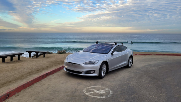 Für Tesla Model S 2015–2019, Dachträgersystem, Träger, Querträger, Aluminium, abschließbar, hochwertige Metallhalterung, Schwarz
