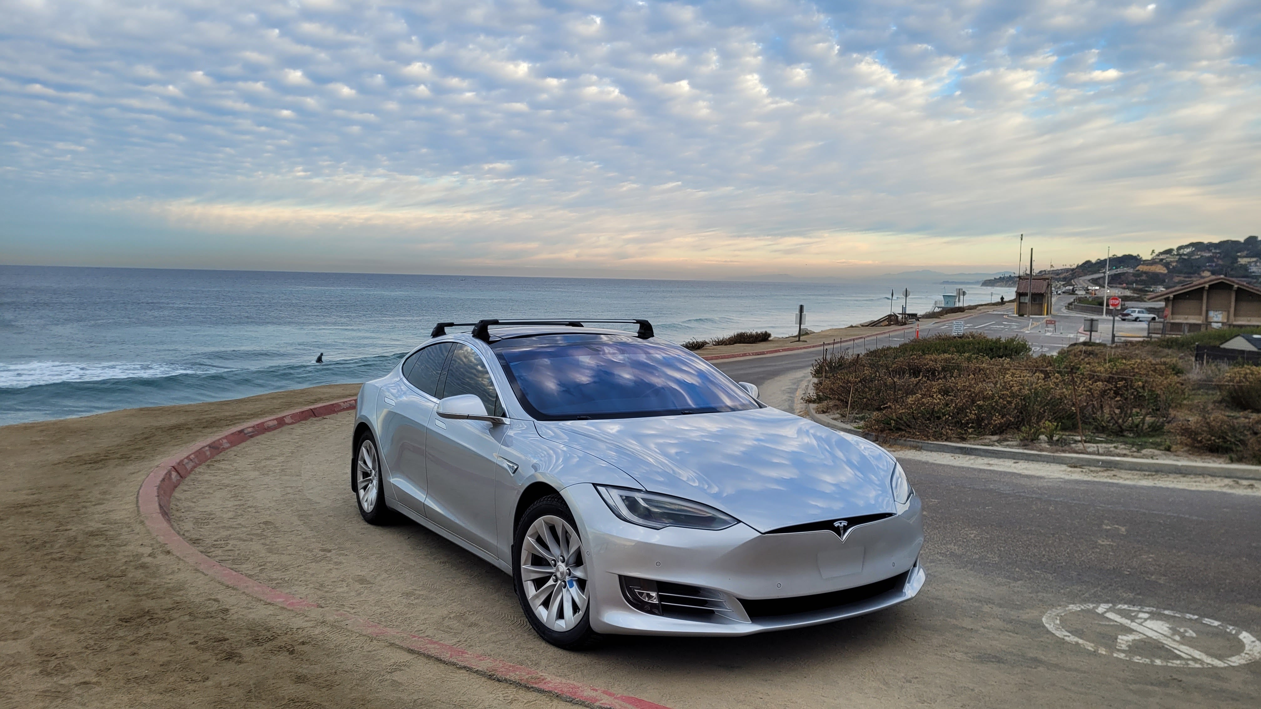 Für Tesla Model S 2015–2019, Dachträgersystem, Träger, Querträger, Aluminium, abschließbar, hochwertige Metallhalterung, Schwarz