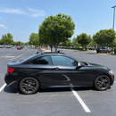 BMW 2 Series Coupe F22 2013-2021 black roof rack cross bars fitted to factory fixed mounting points