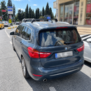 BMW 2 Series Gran Tourer F46 2015-2021 silver roof rack cross bars fitted to factory flush roof rails