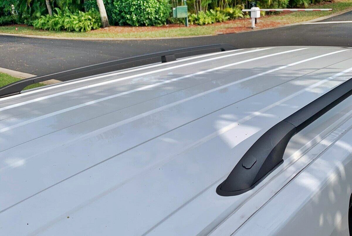 Cross Carrier Bar and Roof Rails for Vauxhall Combo, Full Set LWB 2008-2018 Up Black