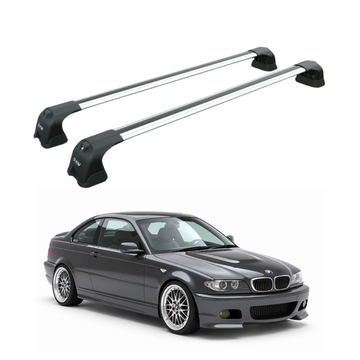 For BMW 3 Series Coupe (E46) 1999-2006 Roof Rack Cross Bars Fix Point, Silver