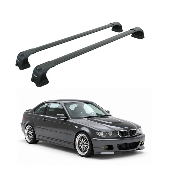 For BMW 3 Series Coupe (E46) 1999-2006 Roof Rack Cross Bars Fix Point, Black