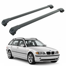 For BMW 3 Series Touring (E46) 1999-2005 Roof Rack Cross Bars Raised Rail, Black-1