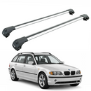 For BMW 3 Series Touring (E46) 1999-2005 Roof Rack Cross Bars Raised Rail, Silver-1