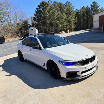 BMW 3 Series Sedan F30 2011-2019 with black fix point roof rack cross bars installed