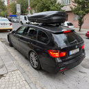 Roof rack cargo box use example for BMW 5 Series Touring/Wagon F11 2010-2017 flush rail cross bars