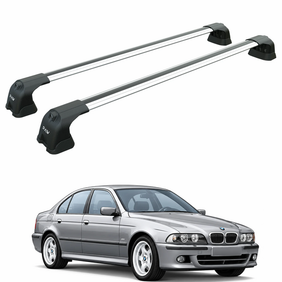 For BMW 5 Series Sedan (E39) 1995-2004 Roof Rack Cross Bars Fix Point, Silver