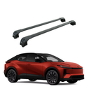 Car roof rack system on a white background with a red car model.