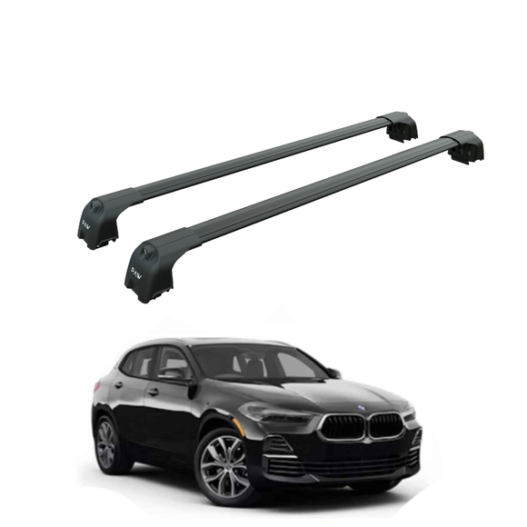 For Bmw X2 (F39) 2018-2023 Roof Back Cross Bars Flush Rail Black