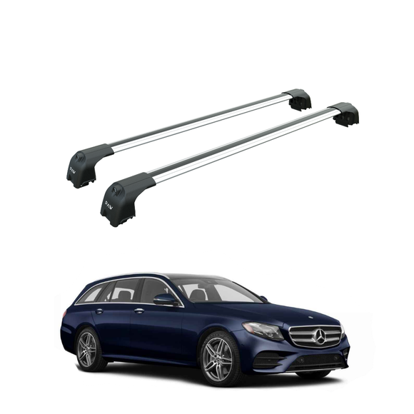 For Mercedes E Class Wagon S213 2016-2023 Roof Rack Cross Bars Flush Rail, Silver
