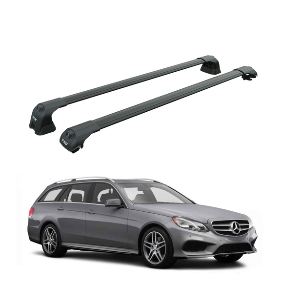 For Mercedes E Wagon S212 2010-2016 Roof Rack Cross Bars Raised Rail, Black