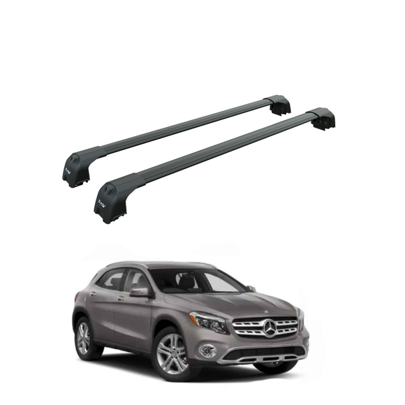 Für Mercedes GLA-Klasse 2014–2020, Dachträgersystem, Träger, Querträger, Aluminium, abschließbar, hochwertige Metallhalterung, Schwarz