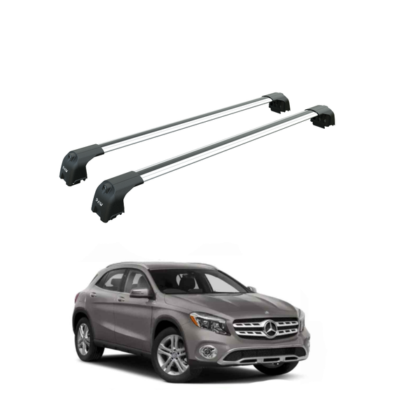 Für Mercedes GLA-Klasse 2014–2020, Dachträgersystem, Träger, Querträger, Aluminium, abschließbar, hochwertige Metallhalterung, silberfarben