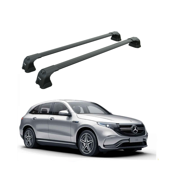 Für Mercedes EQC 2021-Up Dachträgersystem Träger Querstangen Aluminium abschließbar Hochwertige Metallhalterung Schwarz