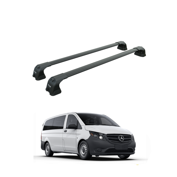 Für Mercedes Metris 2016–2021, Dachträgersystem, Träger, Querträger, Aluminium, abschließbar, hochwertige Metallhalterung, Schwarz