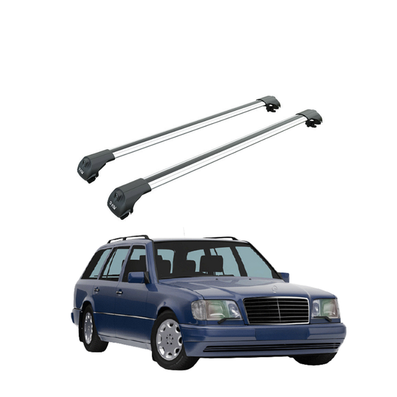 For Mercedes E Class Wagon S124 1985-1995 Roof Rack Cross Bars Raised Rail Silver