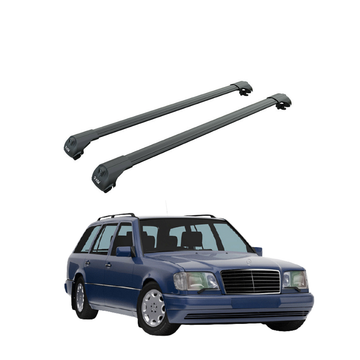 For Mercedes E Class Wagon S124 1985-1995 Roof Rack Cross Bars Raised Rail Black