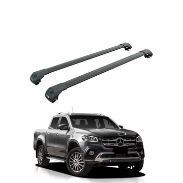 For Mercedes Benz X Double Cab. 2017-2020 Roof Rack Cross Bars Raised Rail Black