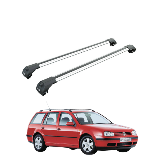 Für Volkswagen Golf Variant 2009–13 Dachträger, Querträger, Metallhalterung, erhöhte Schiene, Alu, Silber