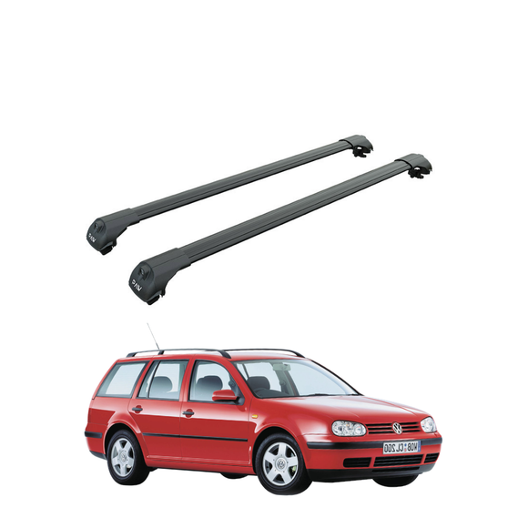 Für Volkswagen Golf Variant 2009–13 Dachträger, Querträger, Metallhalterung, erhöhte Schiene, Alu, Schwarz