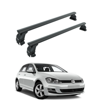 Für Volkswagen Golf 5D 2012–20 Dachträger, Querträger, Metallhalterung, normales Dach, Alu, Schwarz