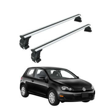 Für Volkswagen Golf 5D 2008–12 Dachträger, Querträger, Metallhalterung, normales Dach, Alu, Silber