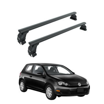Für Volkswagen Golf 5D 2008–12 Dachträger, Querträger, Metallhalterung, normales Dach, Alu, Schwarz