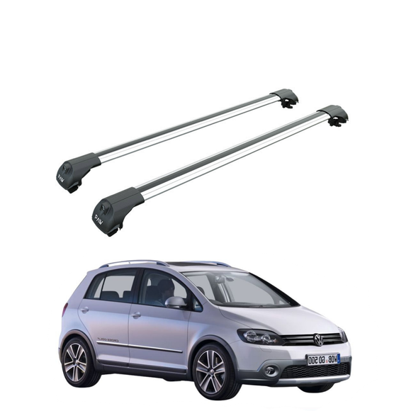 Für Volkswagen Golf Cross 2006-Up Dachträger Querstange Metallhalterung Erhöhte Schiene Alu Silber