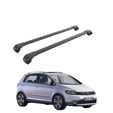 Für Volkswagen Golf Cross 2006-Up Dachträger Querstange Metallhalterung Erhöhte Schiene Alu Schwarz