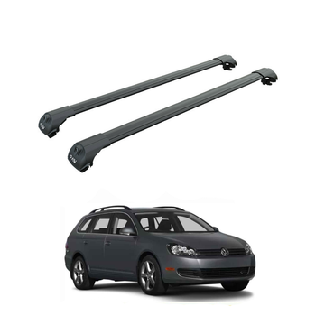 For Volkswagen Golf Variant 2007-2013 Roof Rack Cross Bar Raised Rail Black