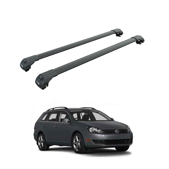 Für Volkswagen Golf Variant 2020-Up Dachträger Querstange Metallhalterung Erhöhte Schiene Alu Schwarz
