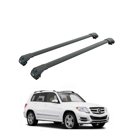 For Mercedes Benz GLK X204 2009-2015 Roof Rack Cross Bars Raised Rail, Black