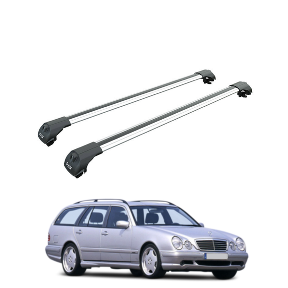 For Mercedes E Class Wagon S210 1996-2002 Roof Rack Cross Bars Raised Rail Silver