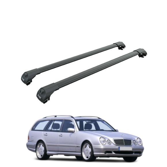 For Mercedes E Class Wagon S210 1996-2002 Roof Rack Cross Bars Raised Rail Black