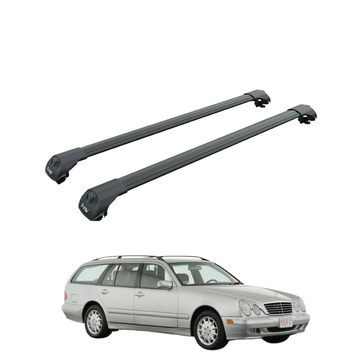 For Mercedes E Class Wagon S211 2002-2010 Roof Rack Cross Bars Raised Rail Black