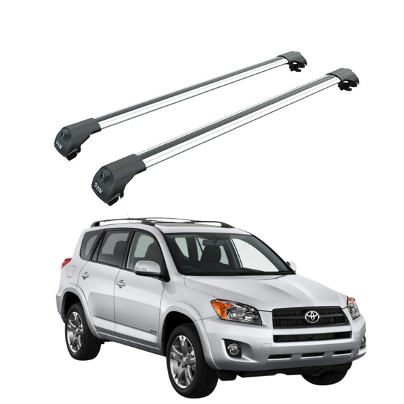 For Toyota RAV4 2006-2012 Roof Rack Cross Bar Raised Rail Alu Silver