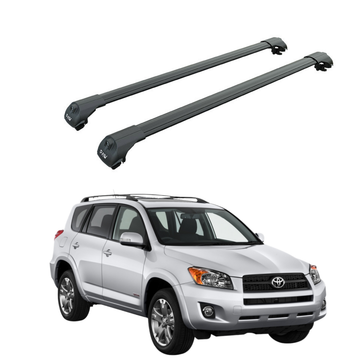 For Toyota RAV4 2006-2012 Roof Rack Cross Bar Raised Rail Alu Black