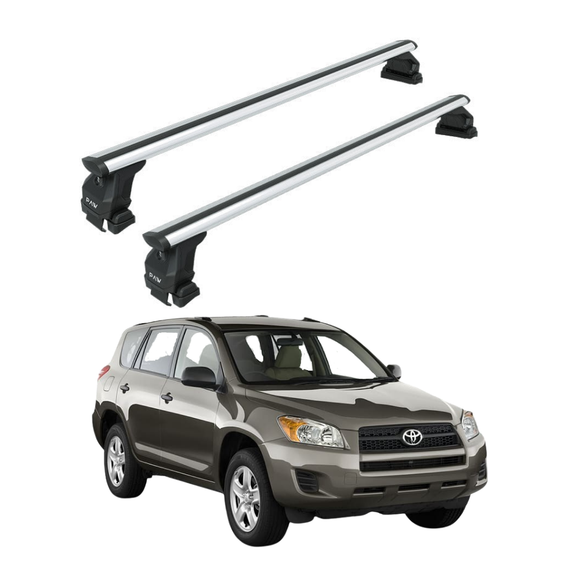 Für Toyota Rav 4 2006–12 Dachträger, Querträger, Metallhalterung, normales Dach, Alu, Silber