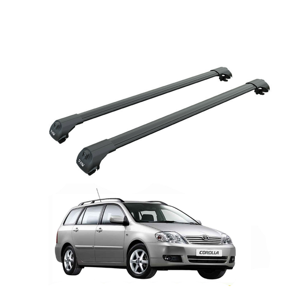 For Toyota Corolla Wagon 2004-2007 Roof Rack Cross Bars Raised Rail Alu Black