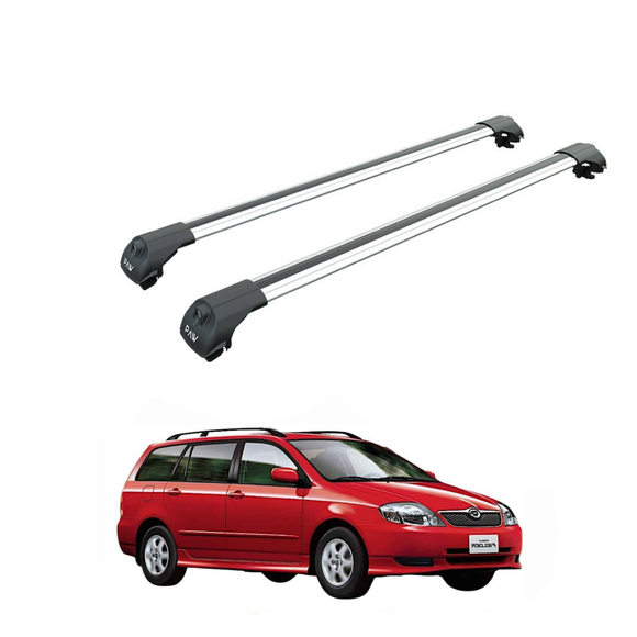 For Toyota Corolla Wagon 2002-2004 Roof Rack Cross Bars Raised Rail Alu Black