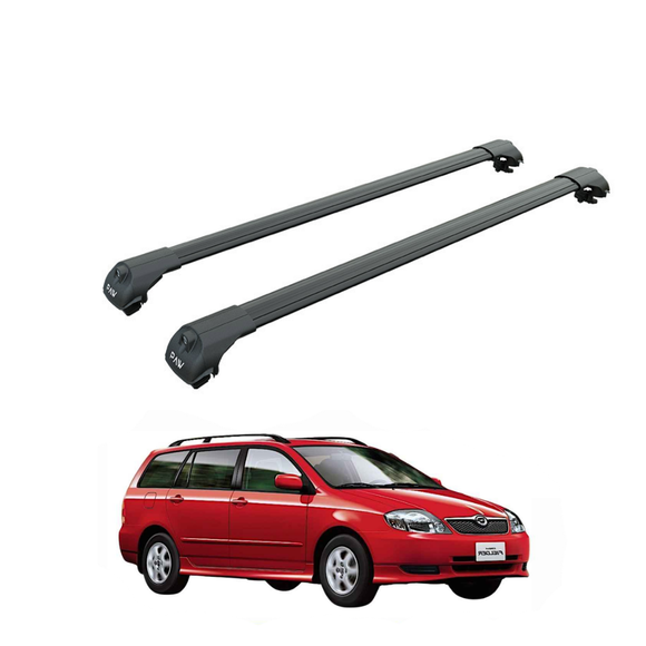 For Toyota Corolla Wagon 2002-2004 Roof Rack Cross Bars Raised Rail Alu Black