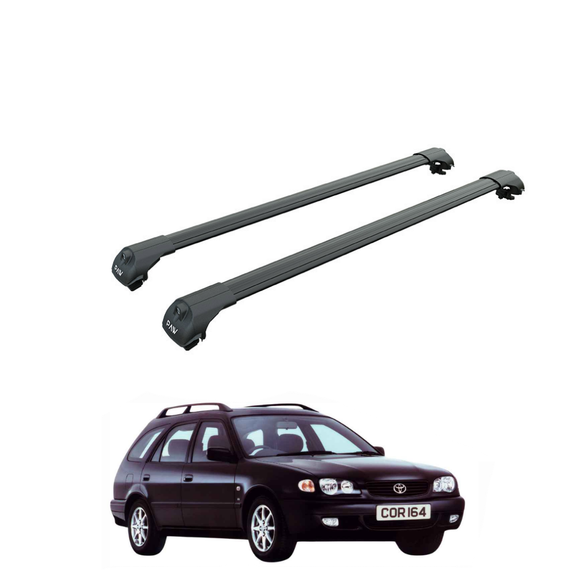 For Toyota Corolla Wagon 2000-2002 Roof Rack Cross Bars Raised Rail Alu Black