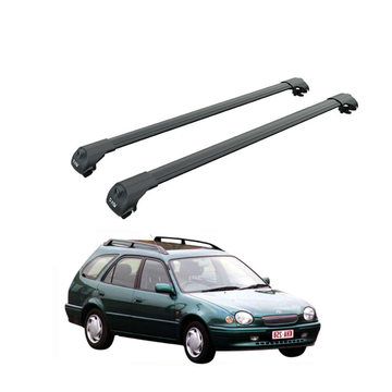 For Toyota Corolla Wagon 1997-2000 Roof Rack Cross Bars Raised Rail Alu Black