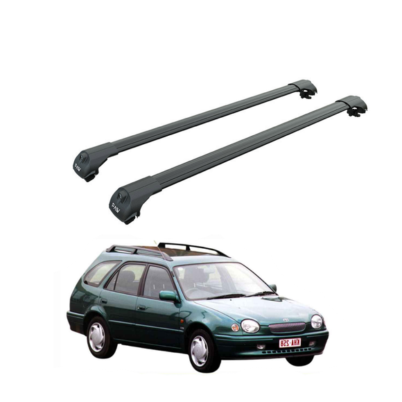 For Toyota Corolla Wagon 1997-2000 Roof Rack Cross Bars Raised Rail Alu Black